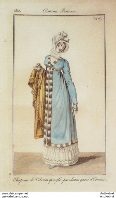 Gravure Mode Costume Parisien 1812 # 1201 (eau forte old Fashion plate