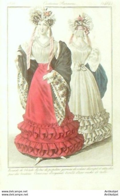 Gravure Mode Costume Parisien 1826 # 2464 (eau forte old Fashion plate