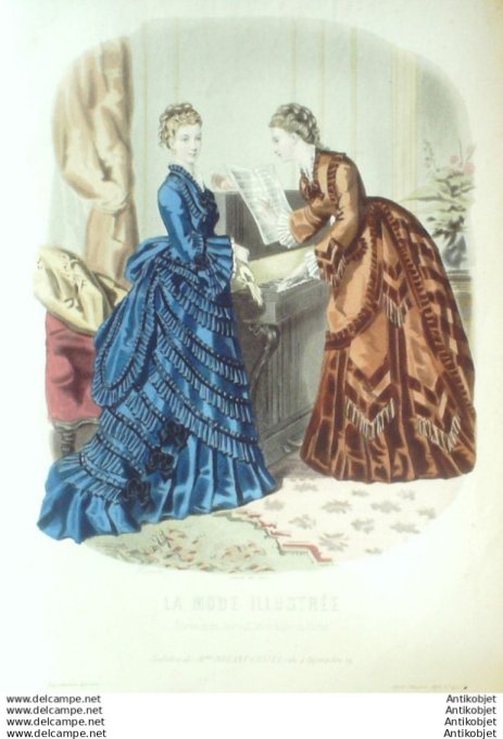 Gravure Mode illustree 1873 # 45 (Old Fashion plate)