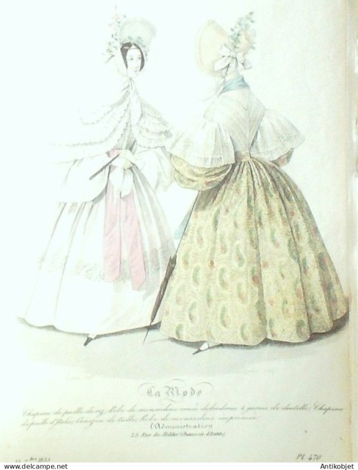 Gravure La mode 1835 # 470 (aquarelle old Fashion plate)