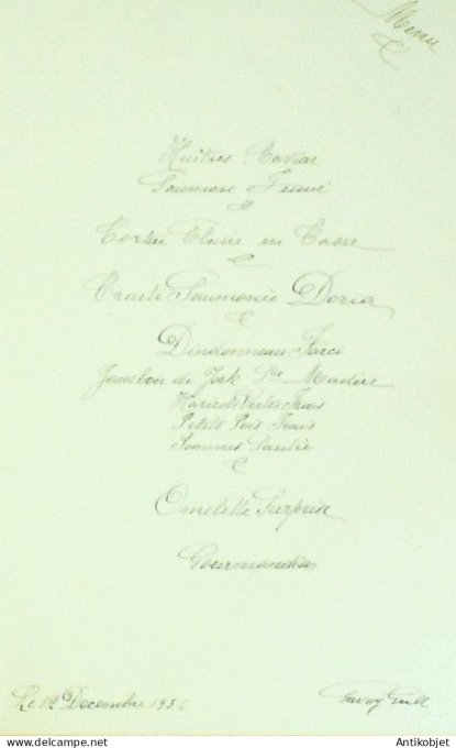Menu illustre au Savoy Grill 1934