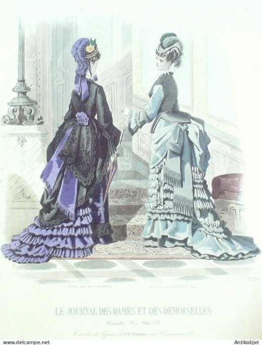 Gravure Mode J.Dames & Demoiselles 1866 # 1121 (Old Fashion plate)