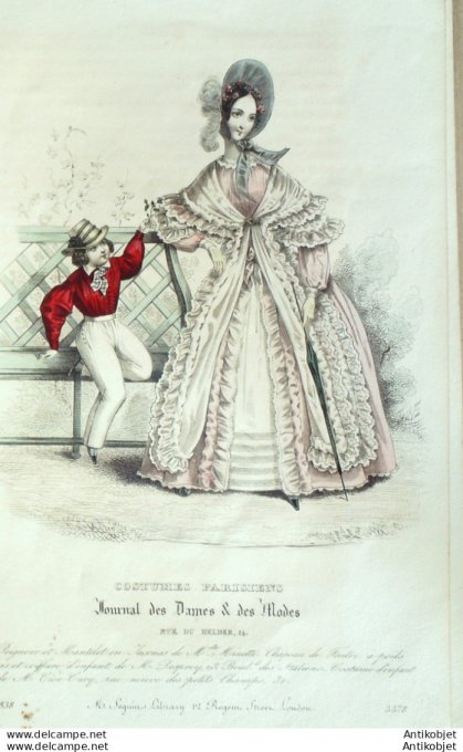 Costume Parisien 1838 # 3578 Peignoir & mantelet en Jaconas