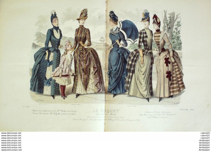 Gravure Mode Le Coquet 1886 # 31 (Old Fashion plate)