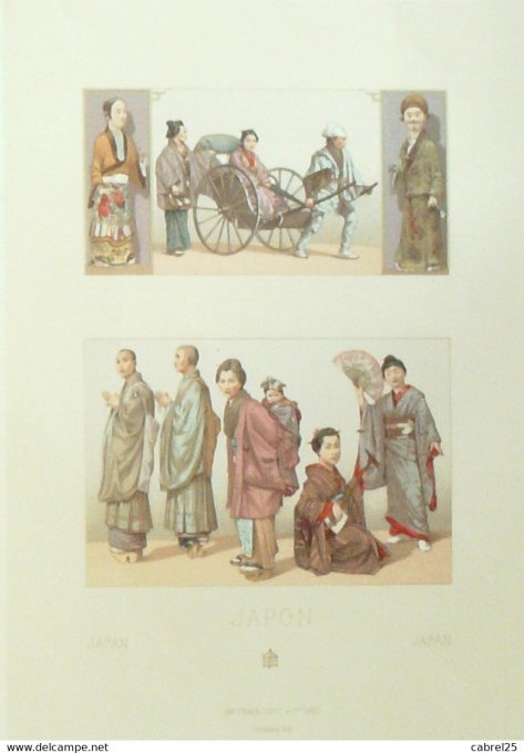 Japon BONZES dames JINRIKISKA voiture statuettes