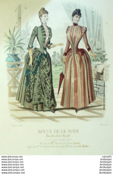 Gravure Mode La Gazette 1888 # 854 (Old Fashion plate)