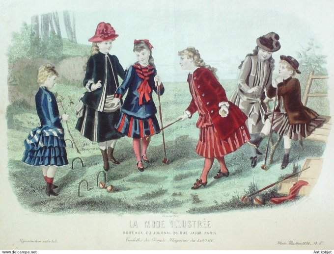 Gravure Mode illustree 1884 # 47 (Old Fashion plate)