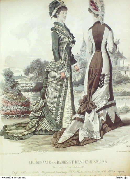 Gravure Mode J.Dames & Demoiselles 1871 # 1412 (Old Fashion plate)