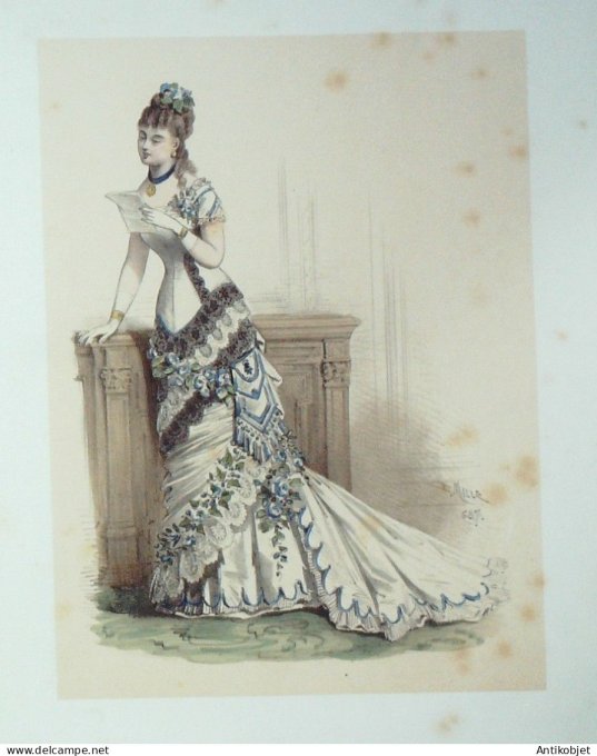 Gravure Mode Elegance Parisienne 1875 # 687 (Old Fashion plate)