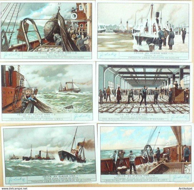 Chromo Liebig Sang 1297 Peche en pleine mer (1934)