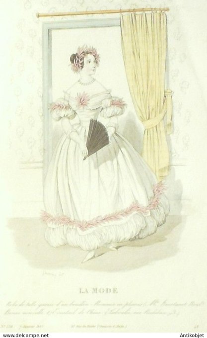 Gravure La mode 1837 # 538 (aquarelle old Fashion plate)