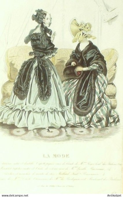Gravure La mode 1837 # 579 (aquarelle old Fashion plate)