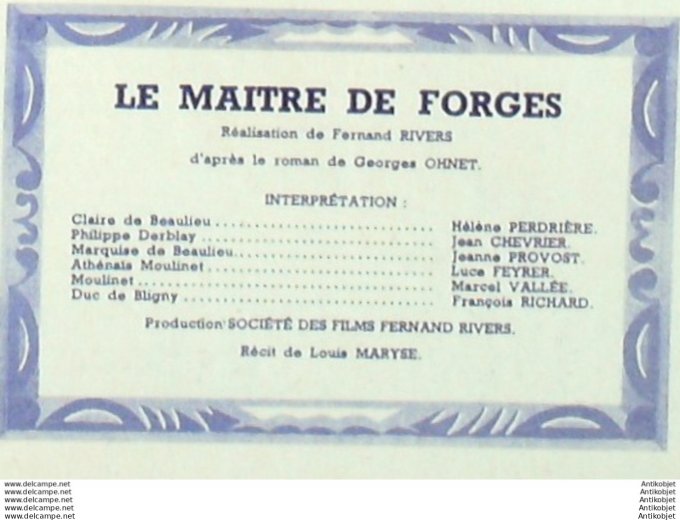 Mon Film 109 48-09-15 Le maitre de forges Jeanne Provost Francois Richard