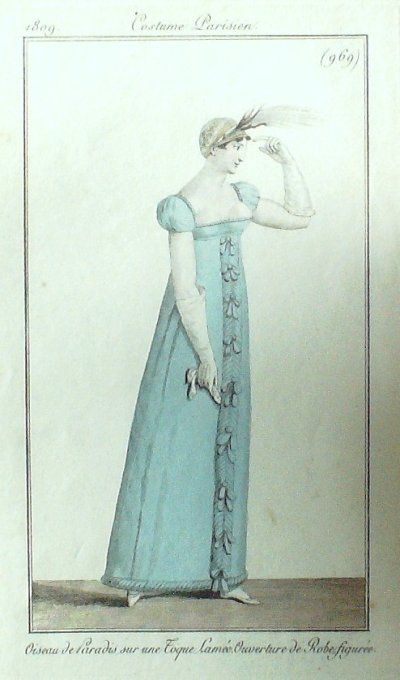 Gravure Mode Costume Parisien 1809 #  969 (eau forte old Fashion plate