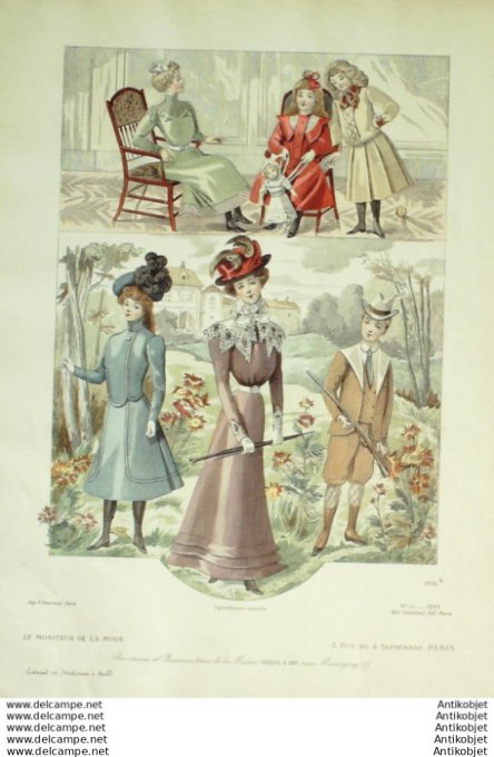 Gravure Mode Le Moniteur 1899 # 39 (Old Fashion plate)