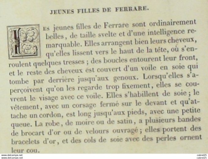 Italie FERRARE Jeune villageoise 1859