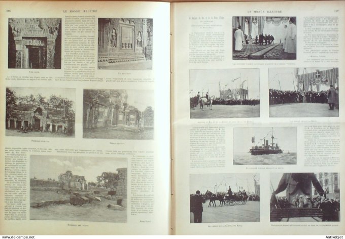 Le Monde illustré 1899 n°2195 Alger CambodgePnom-Penh Mékong roi Norodom Sardaigne Savola