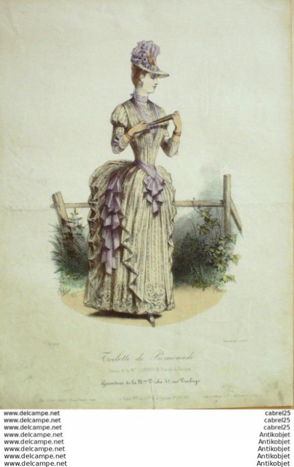 Gravure Mode Le Coquet 1886 # 23 (Old Fashion plate)