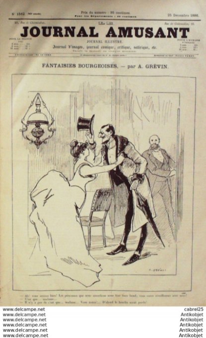 Le Journal Amusant 1886 # 1582 Aux menus plaisirs Folapuck-revue par Henriot Christmas au pays du pu