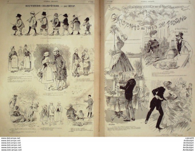 Le Journal Amusant 1886 # 1582 Aux menus plaisirs Folapuck-revue par Henriot Christmas au pays du pu