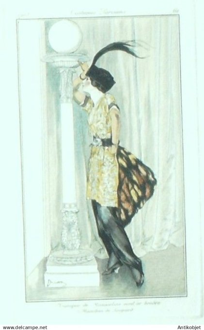 Gravure Costume Parisien 1913 # 62 Drian Adrien Etienne  Etienne (eau forte) Tunique Mousseline