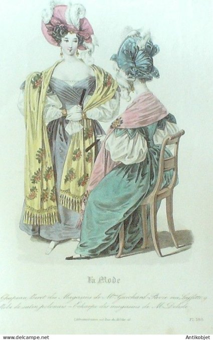 Gravure La mode 1831 # 186 (aquarelle old Fashion plate)