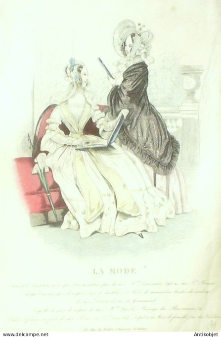 Gravure La mode 1837 # 571 (aquarelle old Fashion plate)