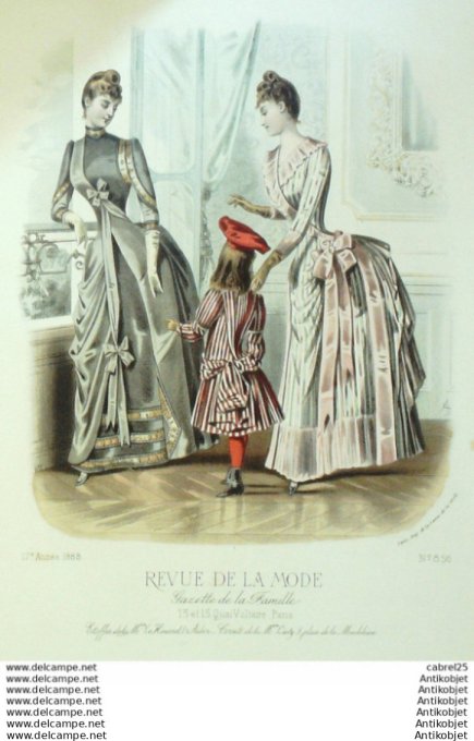 Gravure Mode La Gazette 1888 # 856 (Old Fashion plate)