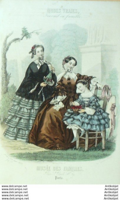 Gravure Mode Musee des familles 1855 # 12 (Old fashion plate)