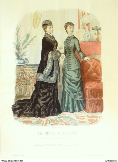 Gravure de mode La Mode illustrée 1879 n°51 (Maison Bréant-Castel)