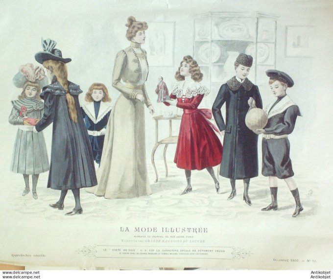 Gravure Mode illustree 1900 # 50 (Old Fashion plate) rare