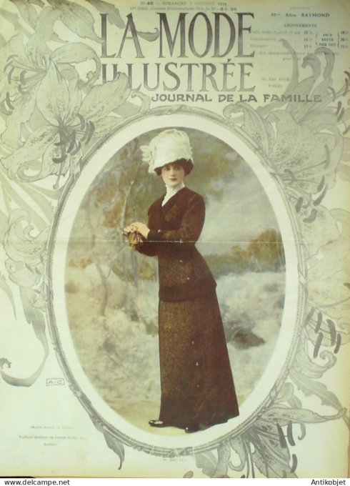 La Mode illustrée journal 1910 n° 40 Toilettes Costumes Passementerie