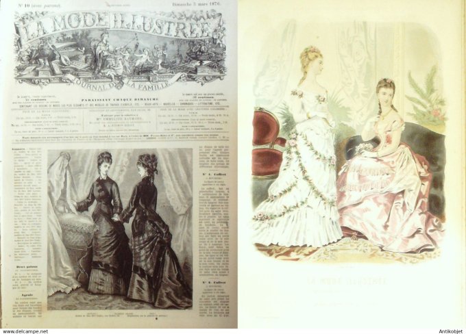 La Mode illustrée journal + gravure associée 1876 # 10