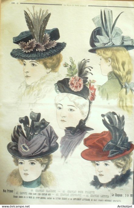 La Mode du Petit journal 1898 n°42 Chapeau Wilhelmine & Cendrionnette
