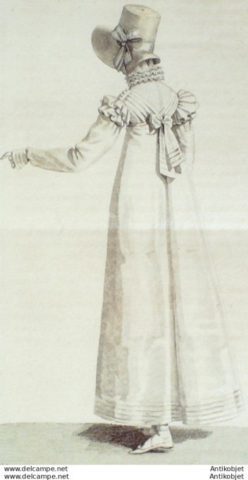 Gravure de mode Costume Parisien 1816 n°1566 Robe perkale