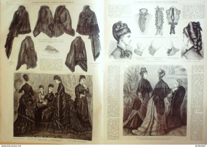 La Mode illustrée journal + gravure associée 1876 # 10