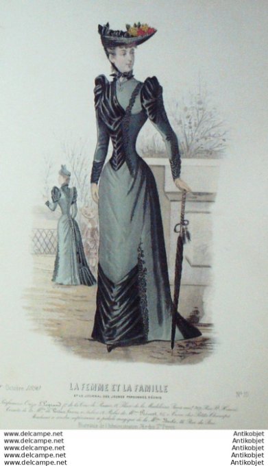 Gravure Mode La Femme & La Famille 1890 # 10 (Old Fashion plate)