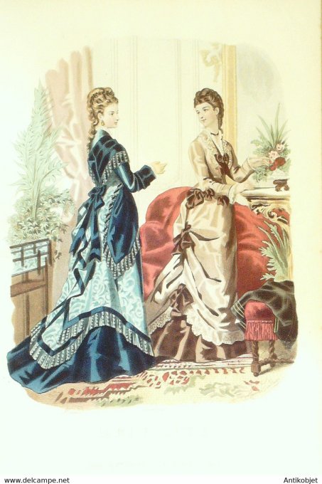 Gravure de mode La Mode illustrée 1876 n°12 (Maison Bréant-Castel)