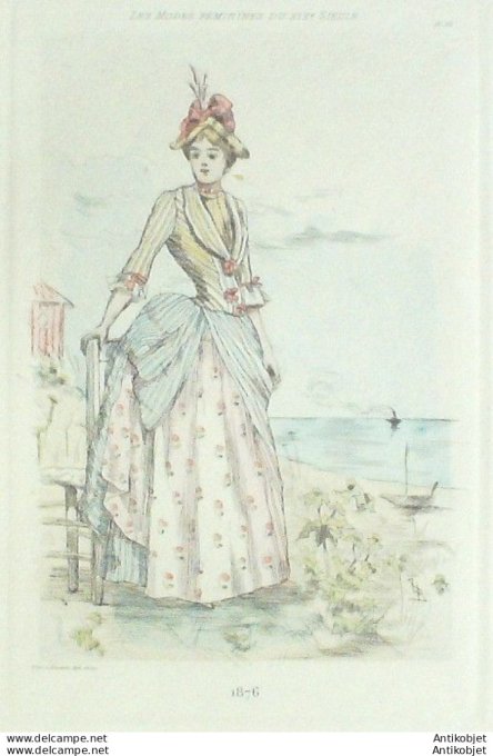 Gravure Mode Boutet (pointe seche aquarellee old Fashion plate) Pl 76-1902