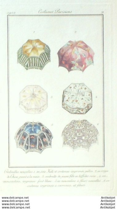 Anonyme Pochoir Mode Art Deco n°   9-1912 Journal des Dames