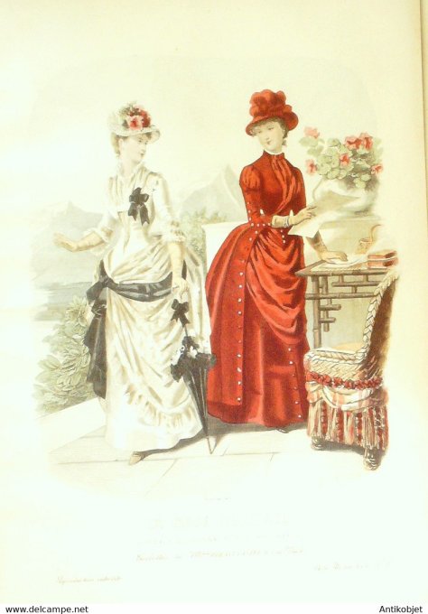 Gravure de mode La Mode illustrée 1884 n°31 (Maison Bréant-Castel)