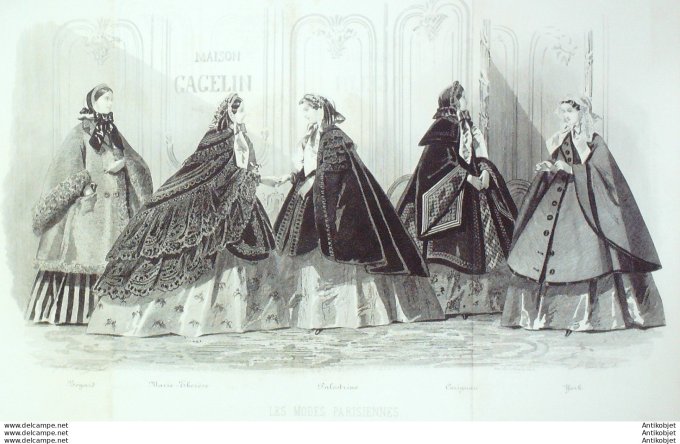 Gravure de mode Les Modes parisiennes (maison Gagelin) 1859 n°869