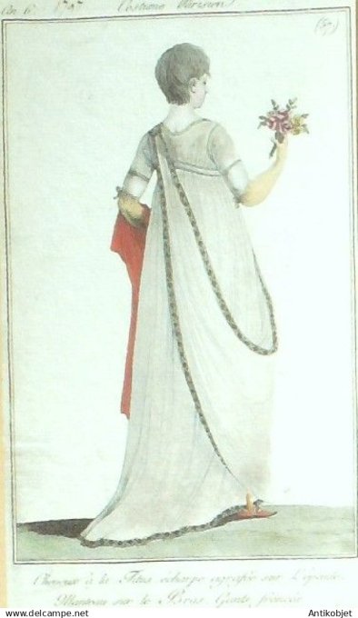 Costume Parisien 1797 an 6 # 57 (eau forte) Cheveux ? la Fitus  écharpe
