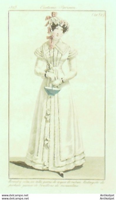 Costume Parisien 1823 # 2182 Redingote de Perkale & coques