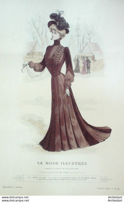 Gravure Mode illustree 1900 # 42 (Old Fashion plate) rare