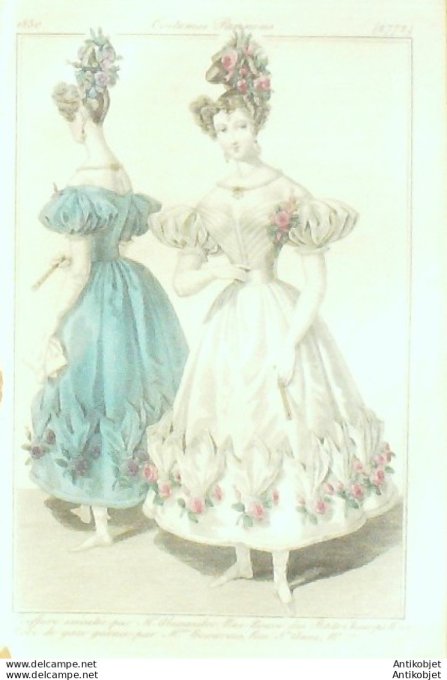Costume Parisien 1830 # 2772 Robe de gaze garnie