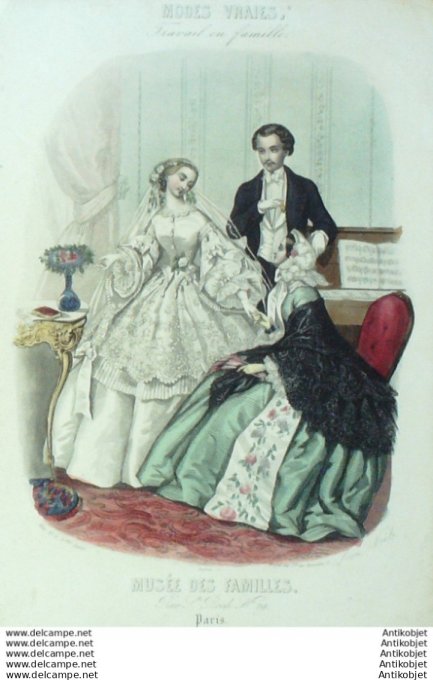 Gravure Mode Musee des familles 1858 #  8 (Old fashion plate)