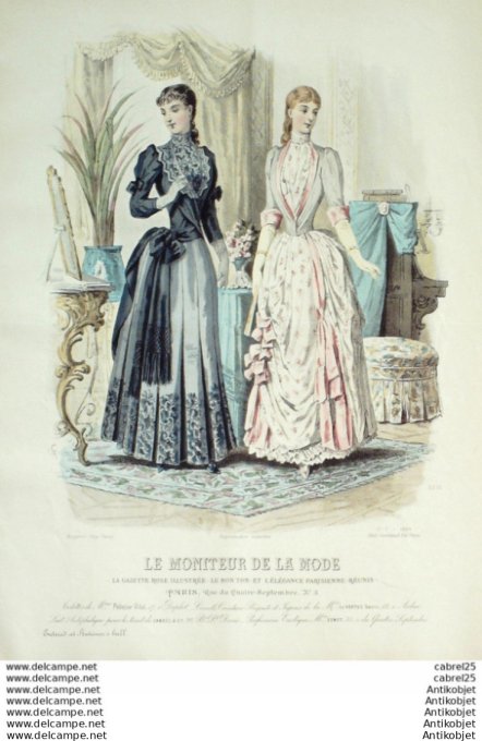 Gravure Mode Le Moniteur 1889 # 07 (Old Fashion plate)