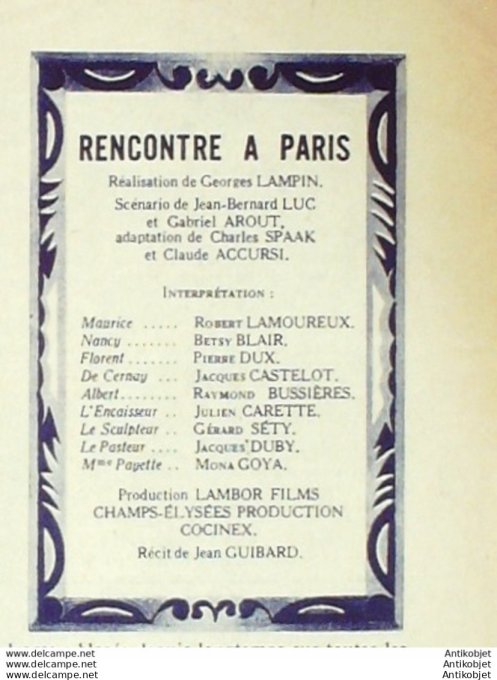 Rencontre à Paris Robert Lamoureux Betsy Blair Mona Goya + Film