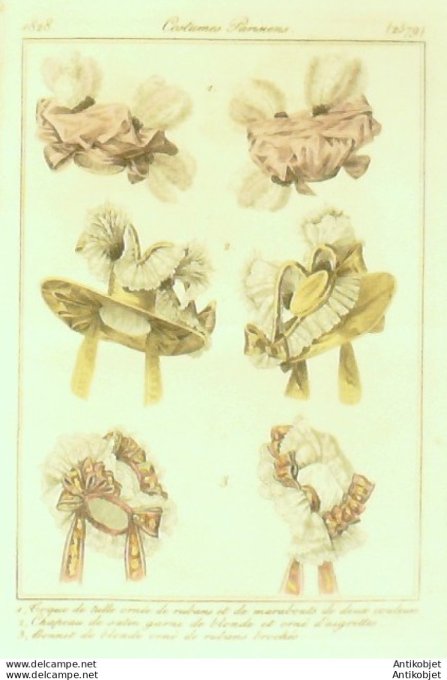 Gravure  de mode Costume Parisien 1825 n°2315 Robe de gros de Naples garnie